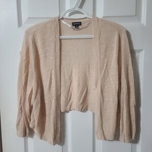 Torrid Light Beige Open-Front Cropped Cardigan Shrug